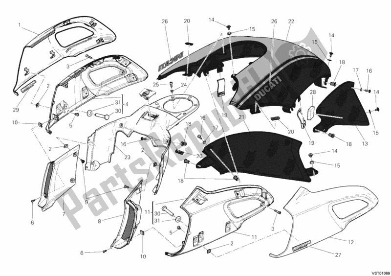 Tutte le parti per il Coperture, Serbatoio del Ducati Diavel Carbon Brasil 1200 2013